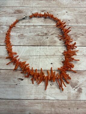 Vintage Orange Coral Branch Necklace